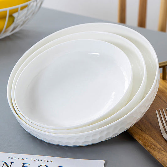 Bone China Round Plate - Golf Shaped Surface