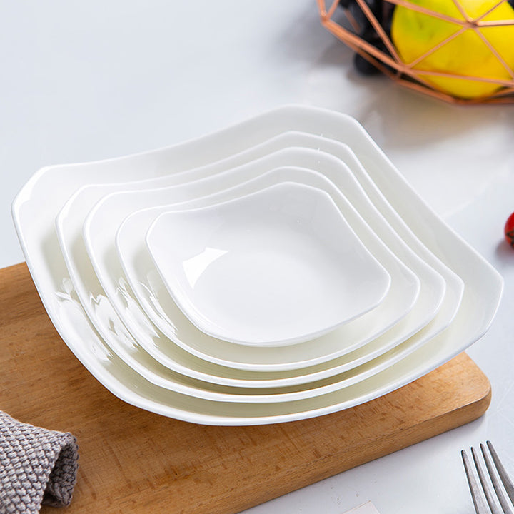 Bone China Octagon Plate - Curved Edge & Upward Angles