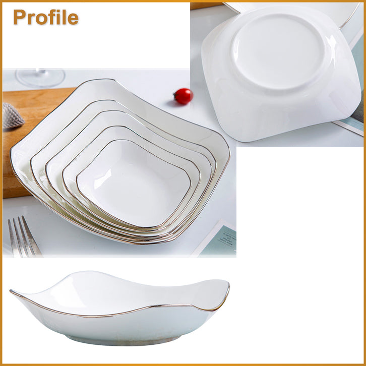 Bone China Octagon Plate - Curved Edge with Upward Angles