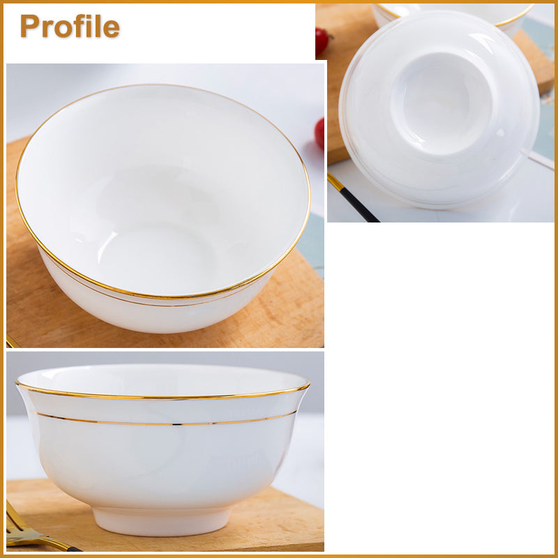 Bone China Bell Bowl - White with Gold Rim & Foot