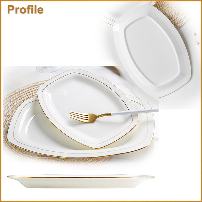 Bone China Fish Platter - Rectangle with Curved Edge