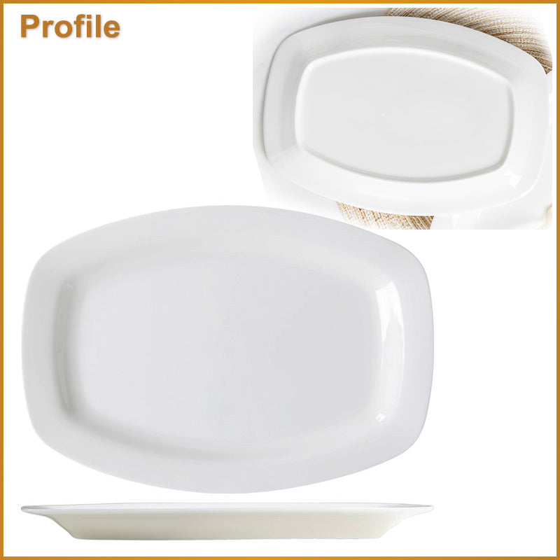 Bone China Fish Platter - Rectangle with Curved Edge