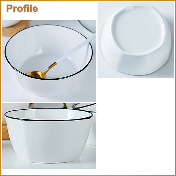 Bone China Tableware - Square Bowl with Curved Edge