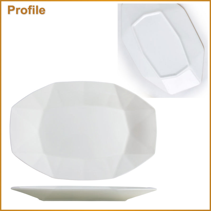 Bone China Dinnerware -Octagon Fish Platter in Creamy White