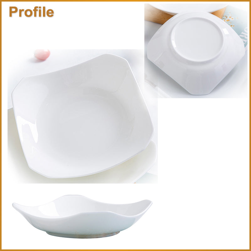 Bone China Octagon Plate - Curved Edge & Upward Angles