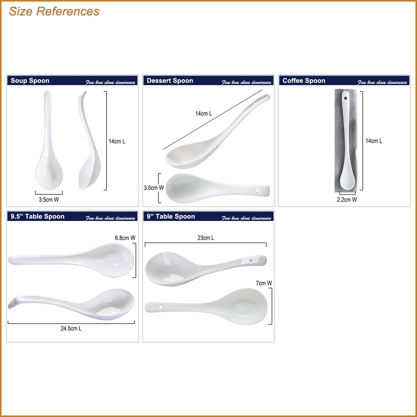 Bone China Spoon Set - White without Rim