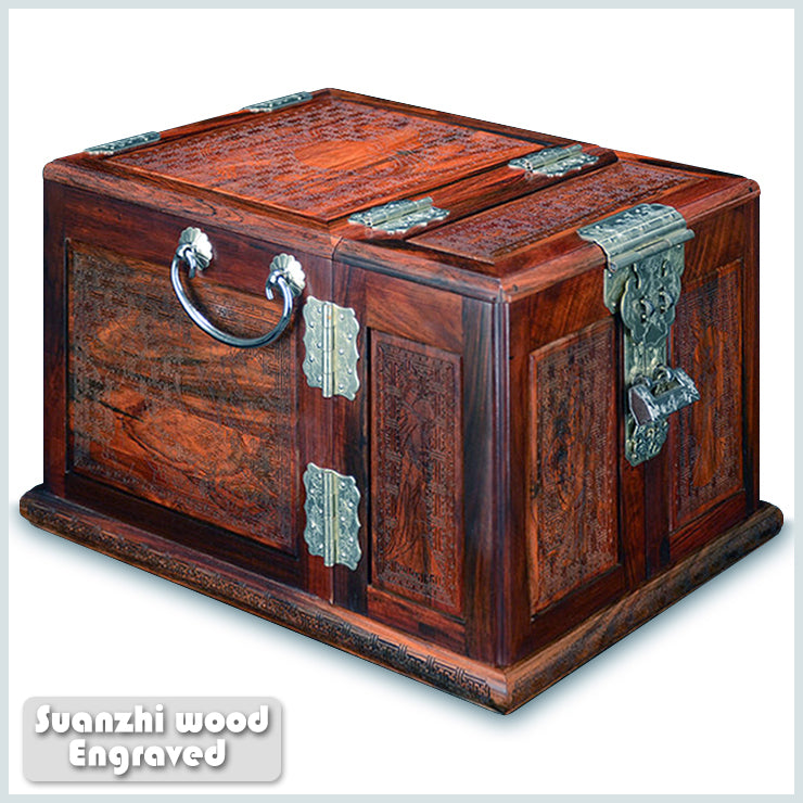 Rosewood Jewelry Box - with Lid, Mirror and 6 Drawers