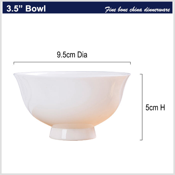 Bone China Round Bowl - Cream White with Foot