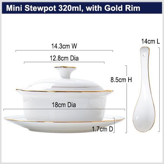 Bone China Tableware - Stew Pot W/ Dish & Spoon