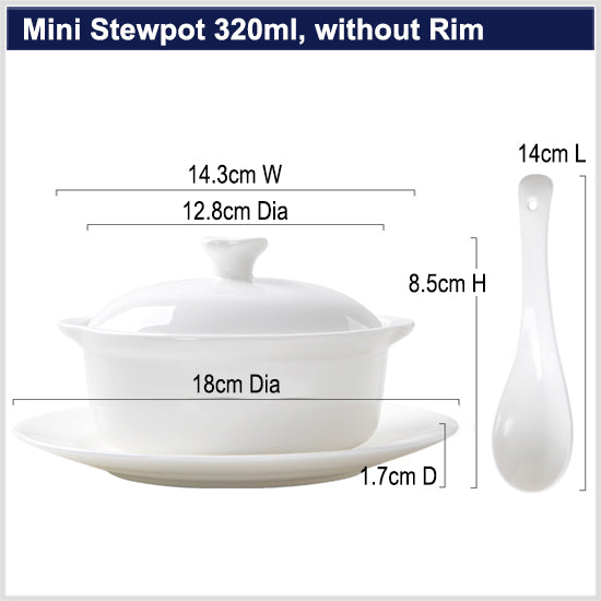 Bone China Tableware - Stew Pot W/ Dish & Spoon