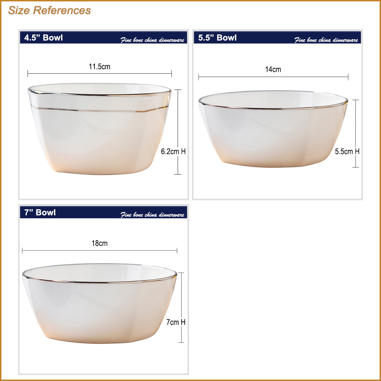 Bone China Tableware - Square Bowl with Curved Edge