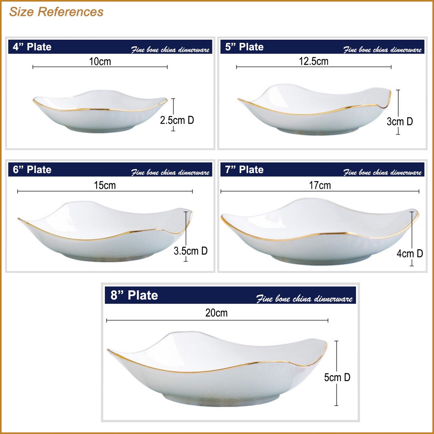 Bone China Octagon Plate - Curved Edge with Upward Angles