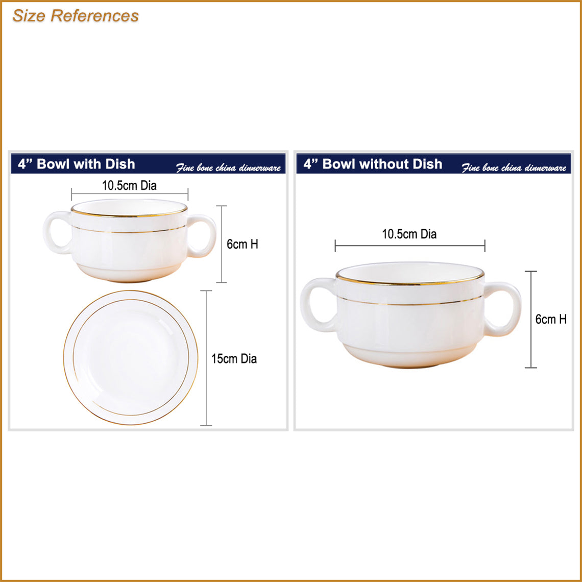 Bone China Earred Bowl - with or without Dish