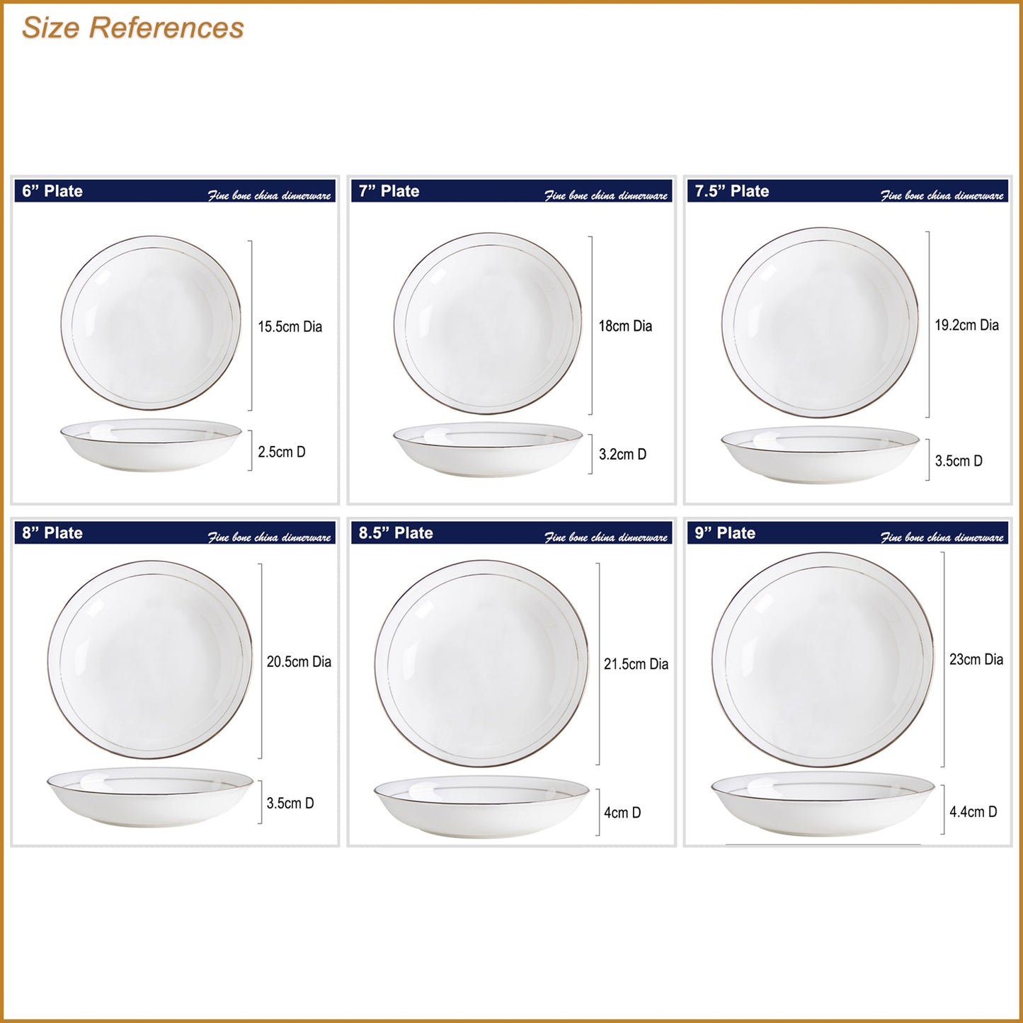 Bone China Dinnerware - Soup Plate with Silver Rim