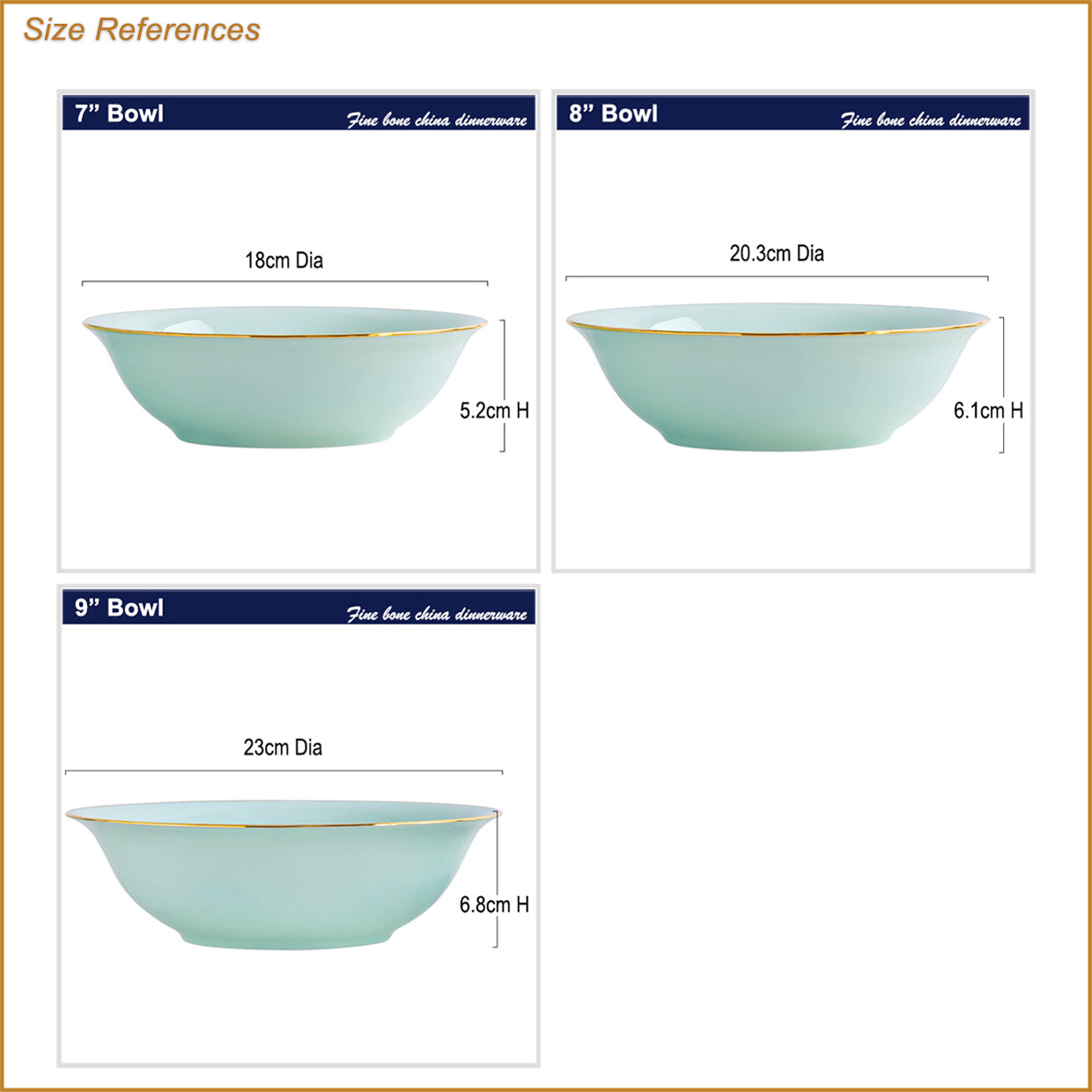 Bone China Celadon Tableware - Serving Bowl with Wide Mouth