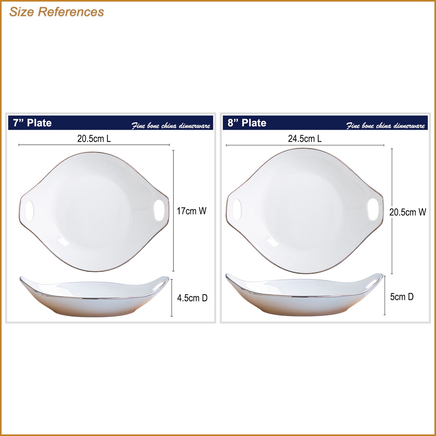 Bone China Deep Dish - with Ears & Silver Rim