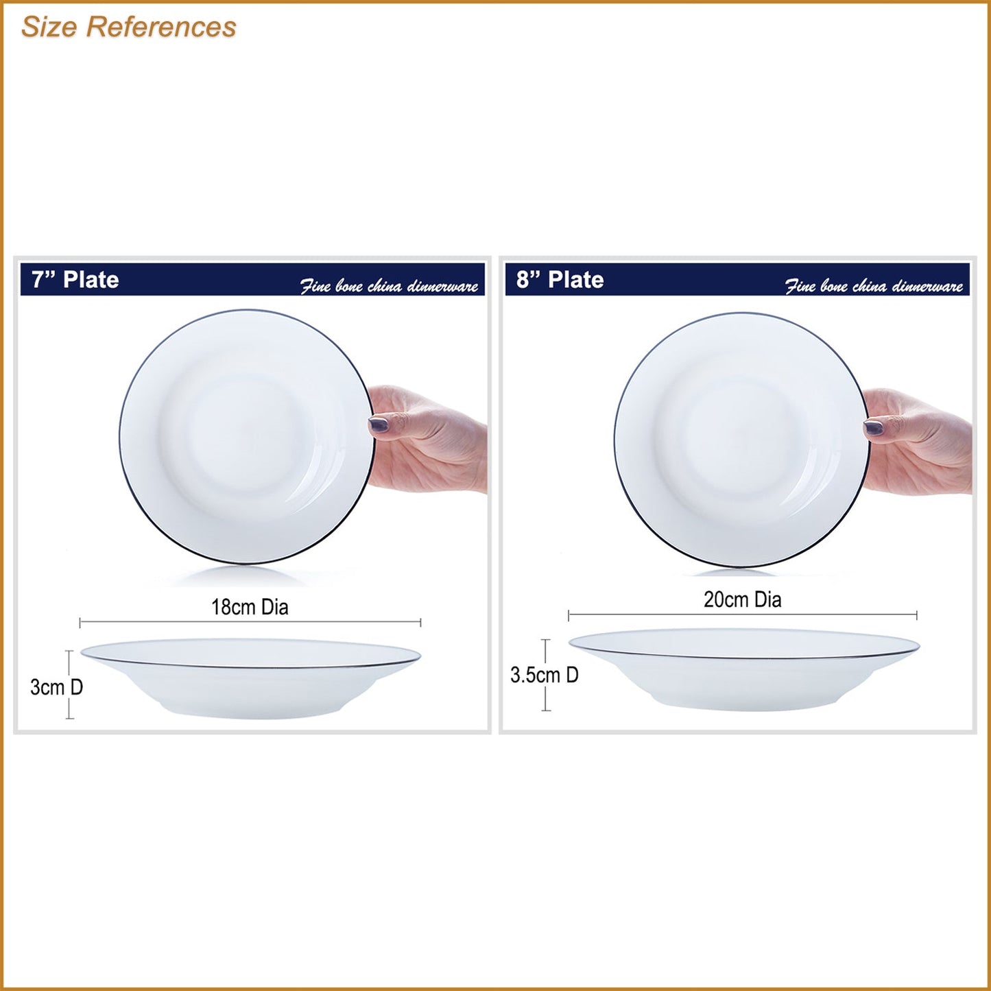Bone China Soup Plate - White with Black Rim