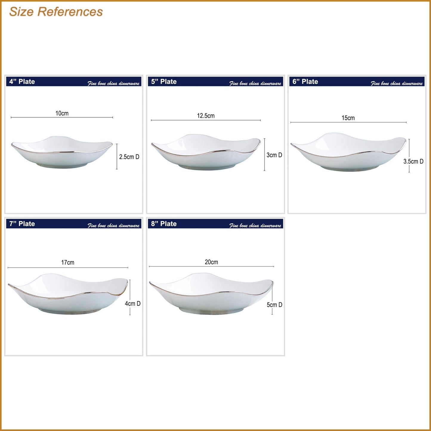 Bone China Octagon Plate - Curved Edge with Upward Angles