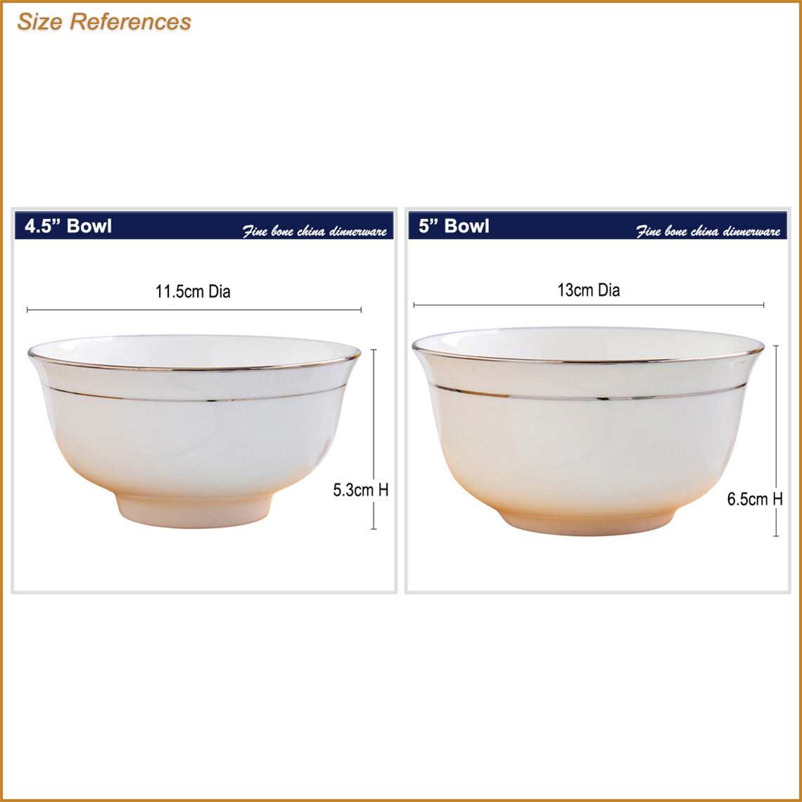 Bone China Bell Bowl - White with Silver Rim & Foot