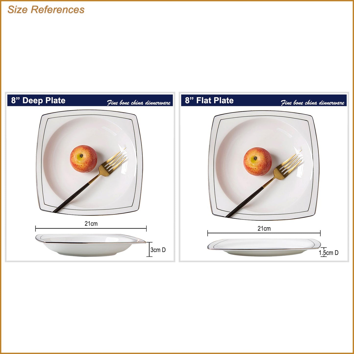 Bone China Dinnerware - Square Plate & Concave Circle