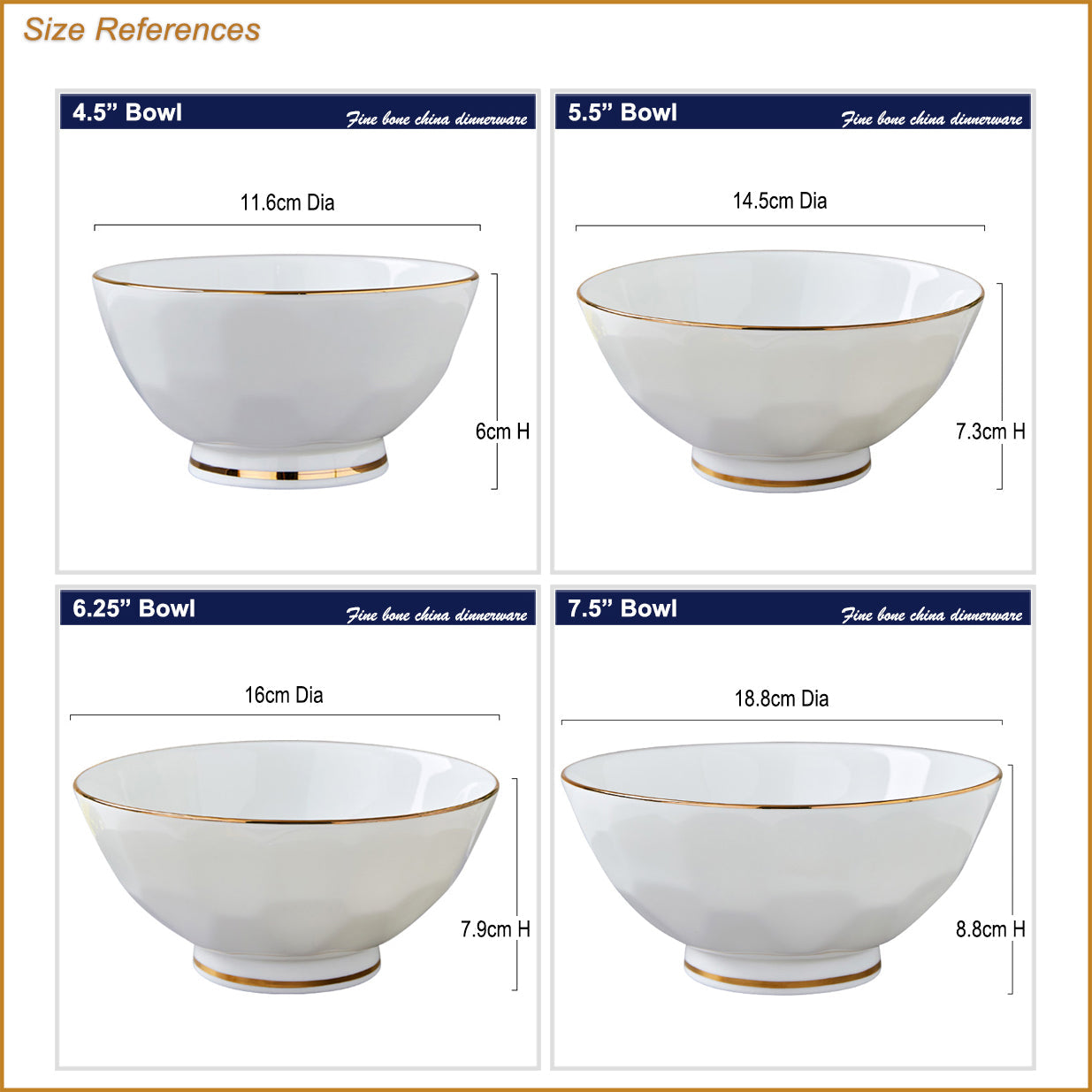Bone China Tableware - Spherical Bowl with Multi-faces