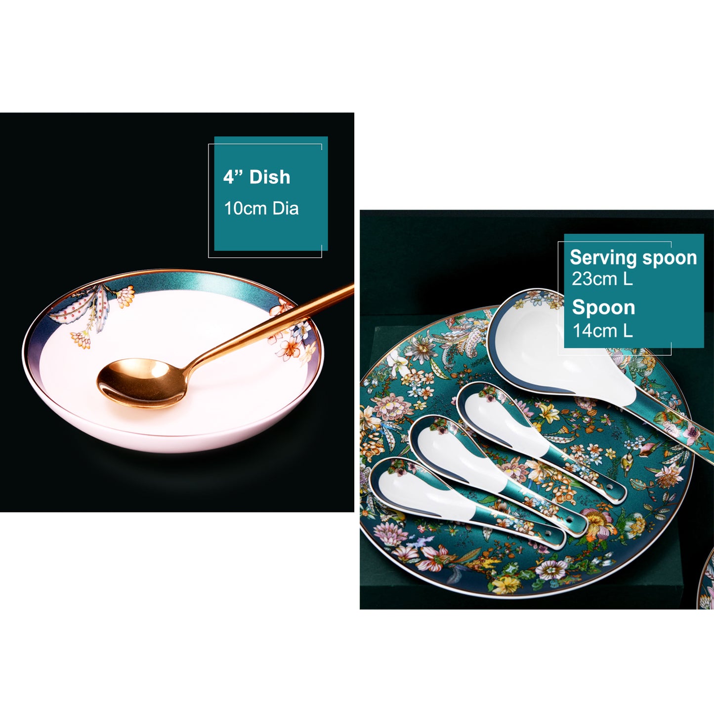 Luxury Bone China Dining Ware Collection - Enameling of Floral Motif in Green