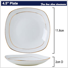 Bone China Deep Plate - Square with Curved Edge