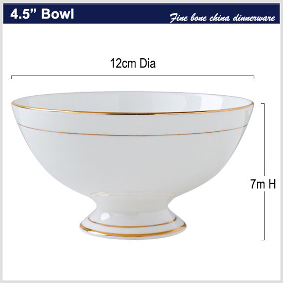 Bone China Tableware - High Foot Bowl with Gold Rim