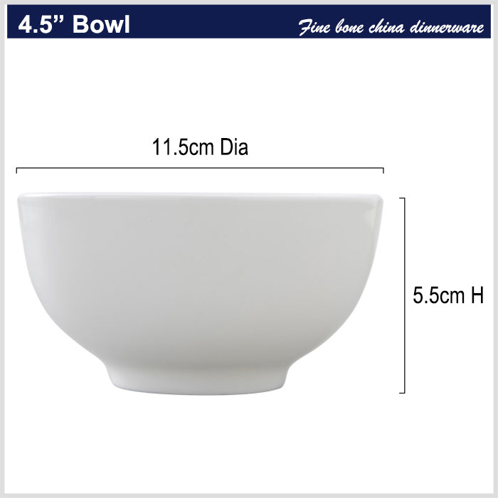 Bone China Round Bowl - Creamy White with Foot