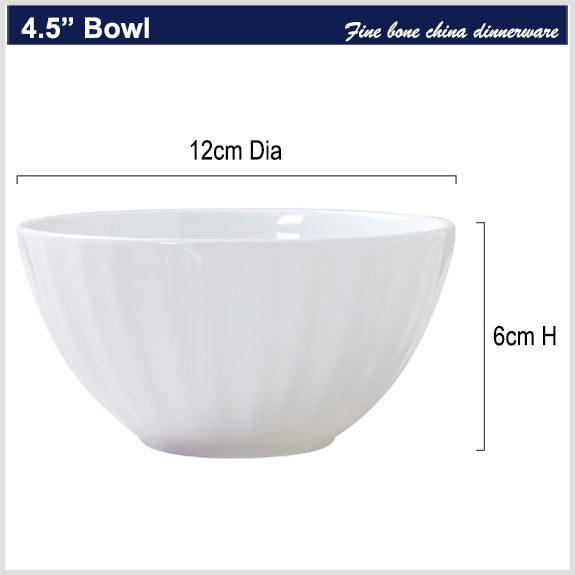 Bone China Ribbed Bowl - in Creamy White