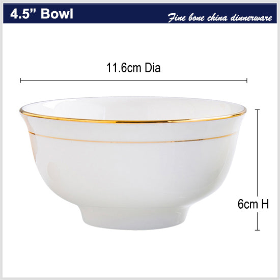 Bone China Bell Bowl - White with Gold Rim & Foot