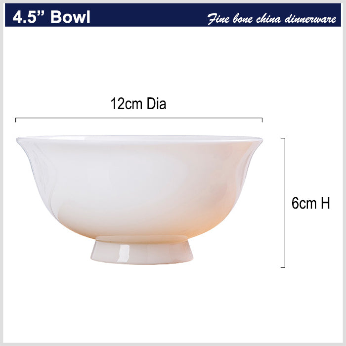 Bone China Round Bowl - Cream White with Foot