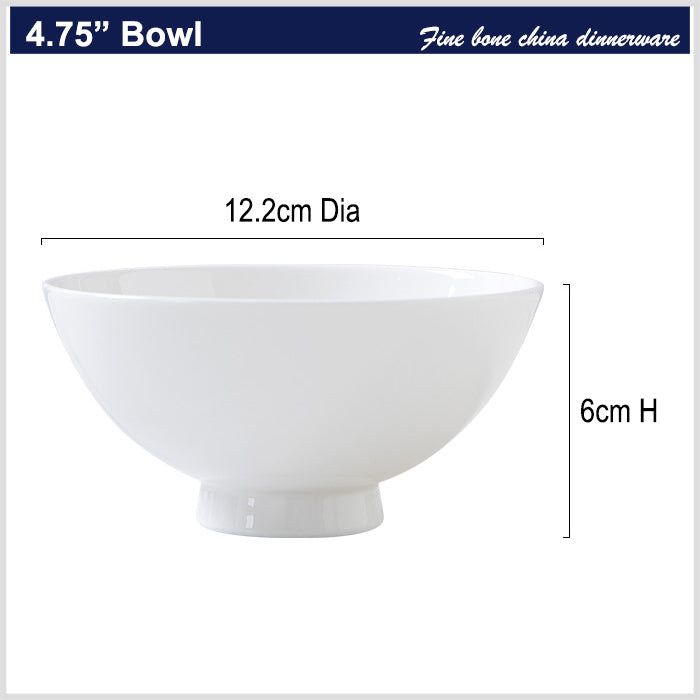 Bone China Wide Mouth Bowl - Cream White with Foot