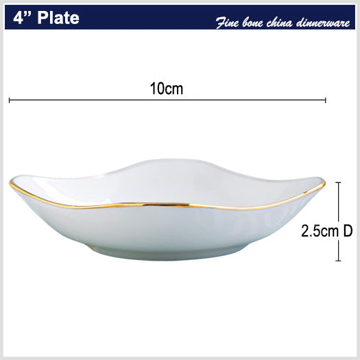 Bone China Octagon Plate - Curved Edge with Upward Angles