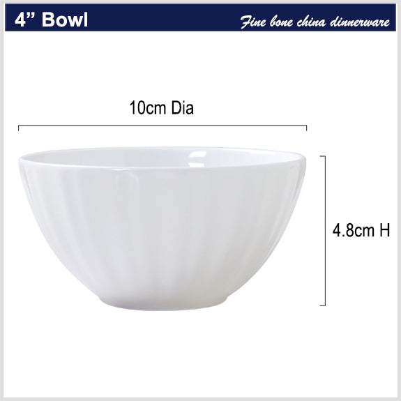 Bone China Ribbed Bowl - in Creamy White