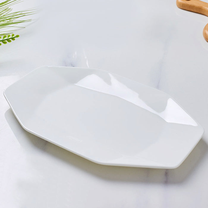 Bone China Dinnerware -Octagon Fish Platter in Creamy White