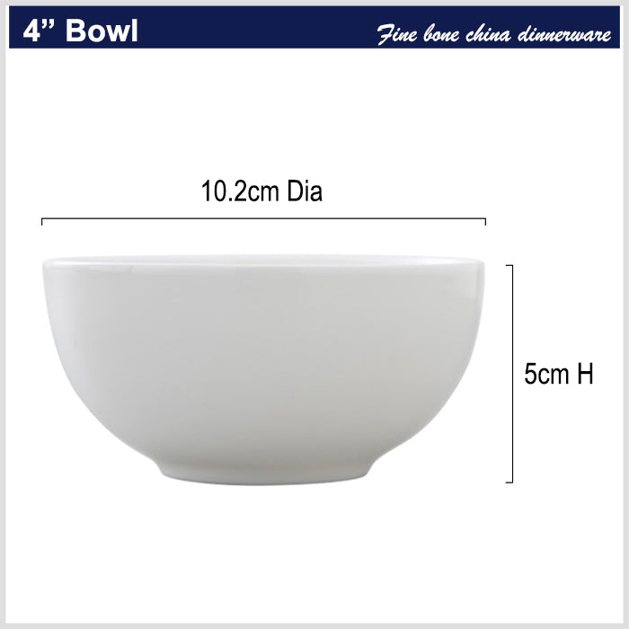 Bone China Round Bowl - Creamy White with Foot