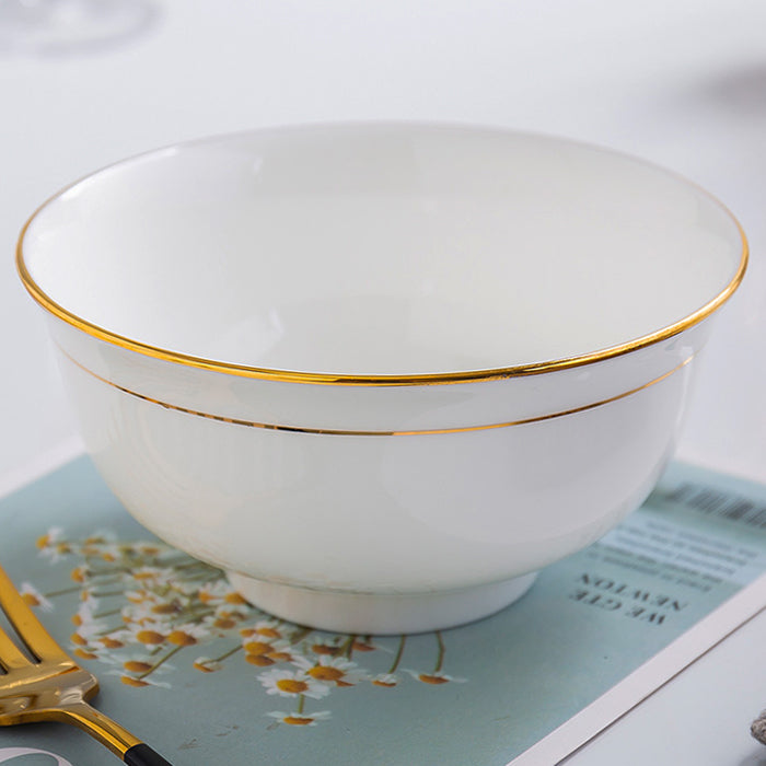 Bone China Bell Bowl - White with Gold Rim & Foot