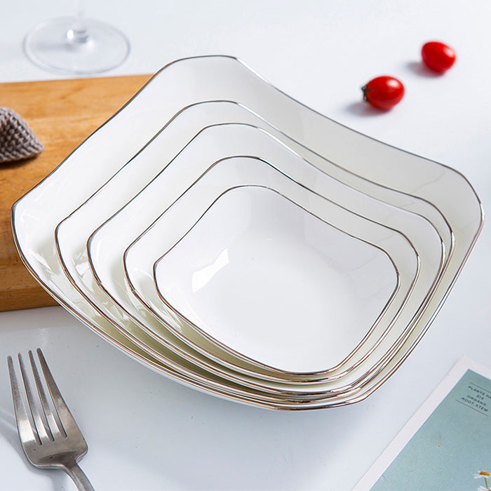 Bone China Octagon Plate - Curved Edge with Upward Angles