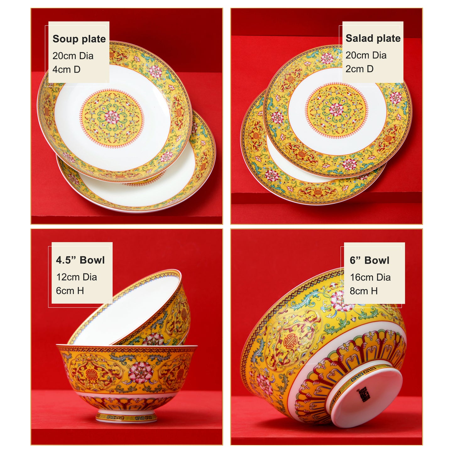 Luxury Bone China Dining Ware Collection - Enameling of Decorative Motif in Yellow