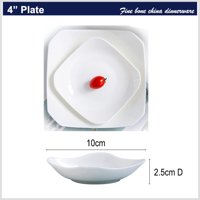 Bone China Octagon Plate - Curved Edge & Upward Angles