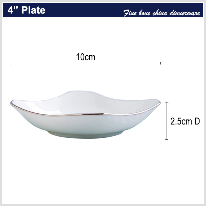 Bone China Octagon Plate - Curved Edge with Upward Angles
