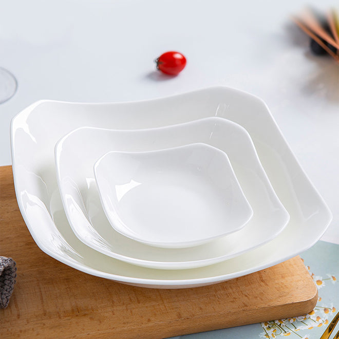 Bone China Octagon Plate - Curved Edge & Upward Angles
