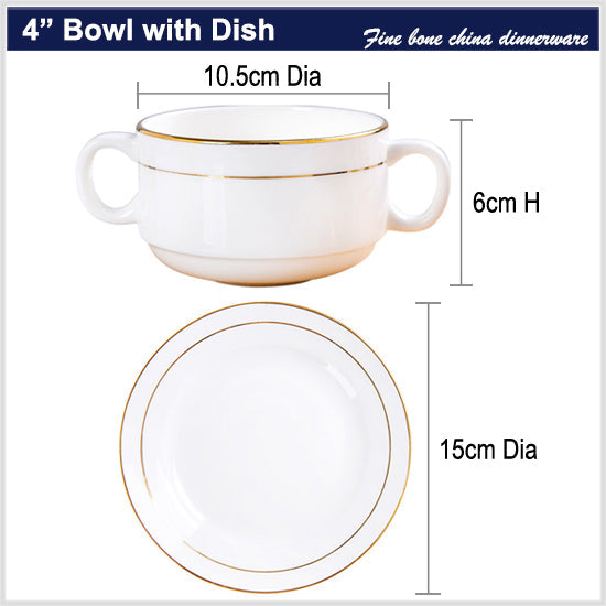 Bone China Earred Bowl - with or without Dish