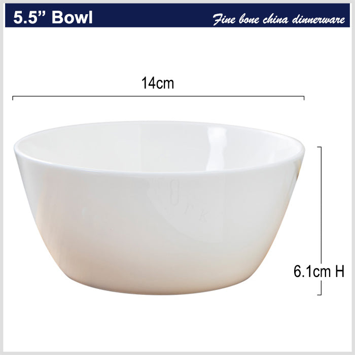 Bone China Tableware - Round Bowl with Ridges on Four Sides