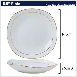 Bone China Deep Plate - Square with Curved Edge