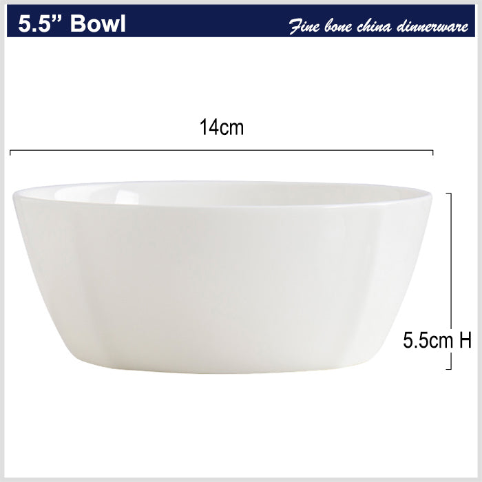 Bone China Round Bowl - Ridges on Four Sides