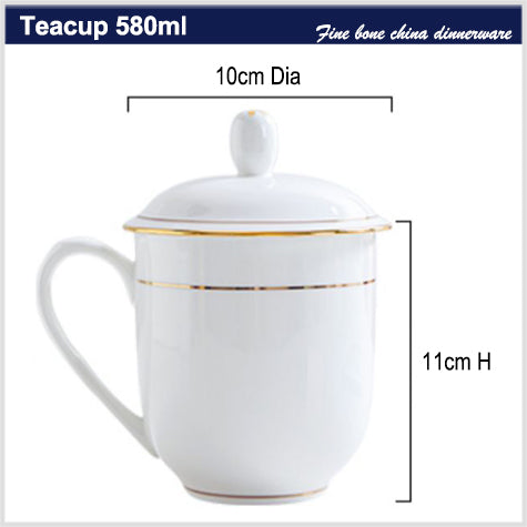 Bone China Tea Mug with Lid - Different Sizes Available