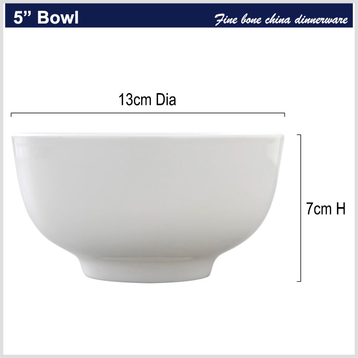 Bone China Round Bowl - Creamy White with Foot