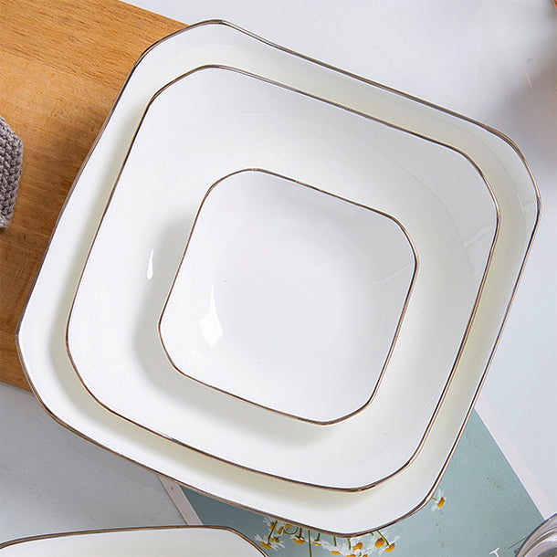 Bone China Octagon Plate - Curved Edge with Upward Angles